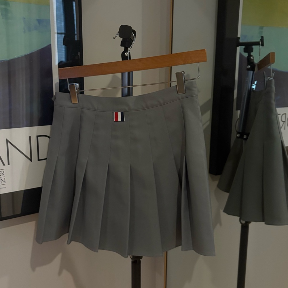 Gray Pleated Mini Skirt